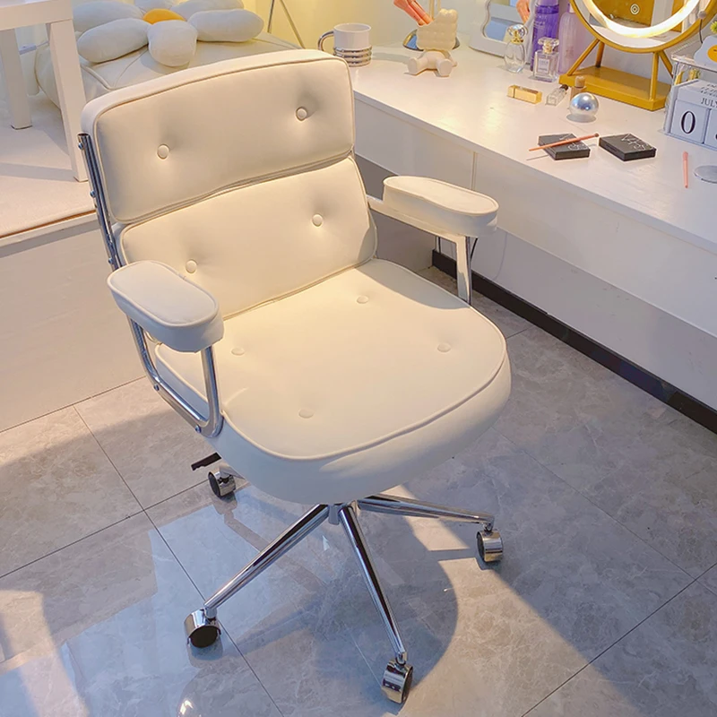 

Leather Design Modern Office Chair Back Cushion Handle Adjustable Lounge Swivel Chair Mobile Silla Plegable Office Furniture