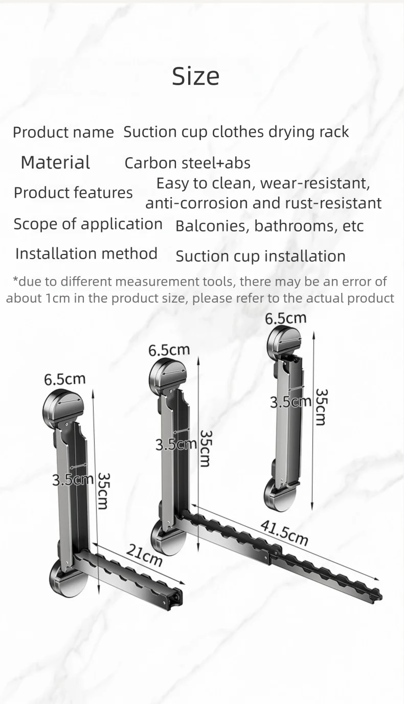 No-Drill Erweiterbarer Kleiderbügel Nordic Sle Erwachsener Balkon Aufbewahrungsorganisator Metallmaterial Faltbar No-Trace Kleiderbügel – Detail 13
