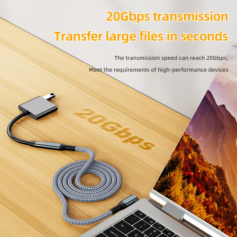 90도 유형 C 연장 케이블 3.2 USB C-유형 C 고속 충전 데이터 전송 변환기 iPad Macbook 용 20Gbps USB-C 연장기