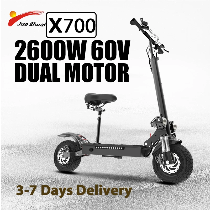 

Электрический скутер X700, 75 км/ч, двойной мотор, 2600 Вт, максимальное расстояние до 64 км, двойной дисковый тормоз