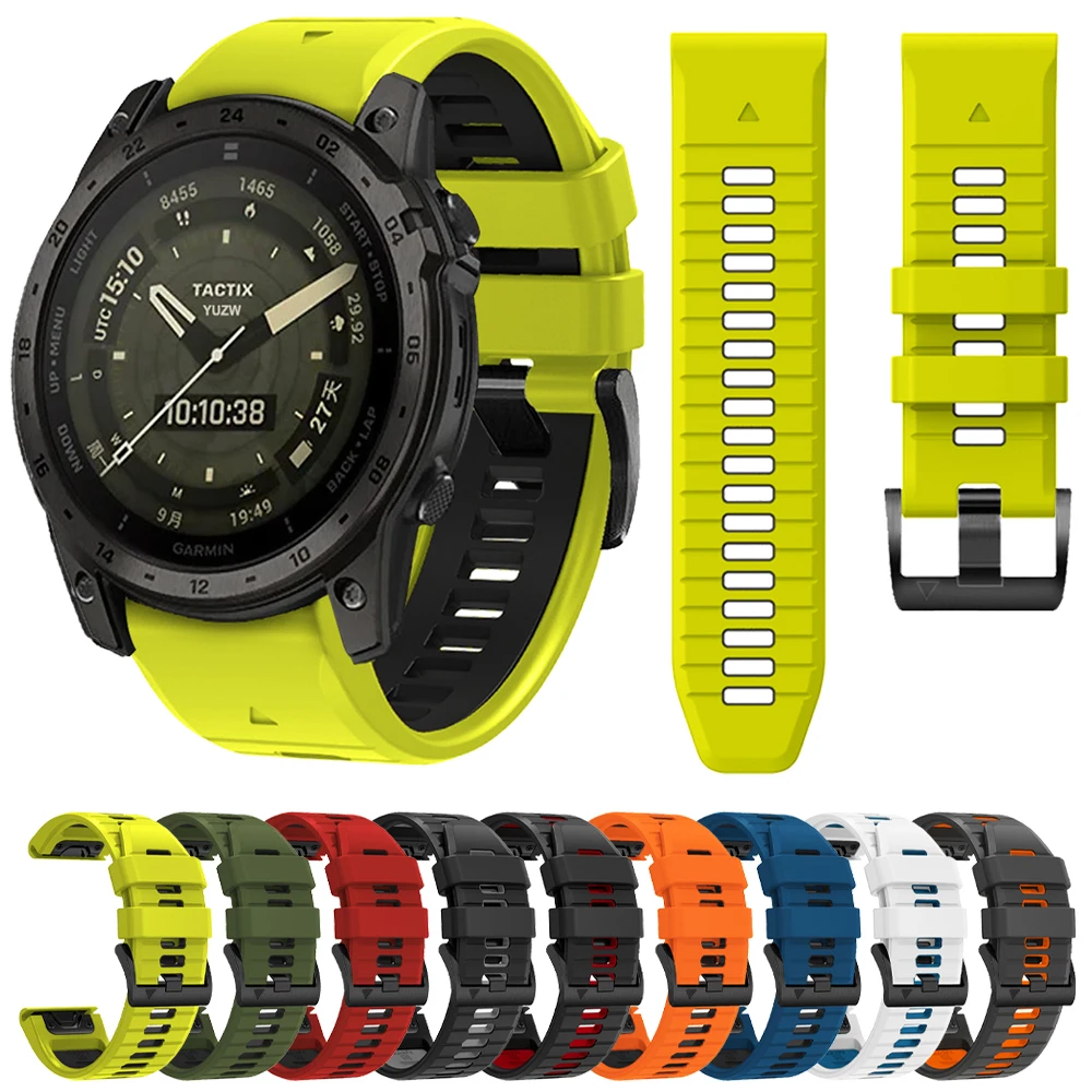 Quickfit 22 26Mm Silicone Two Tone Strap For Garmin Tactix Delta/Tactix 7 Pro/Amoled/Bravo/Quatix 6 6X 5X Sports Smartwatch Band