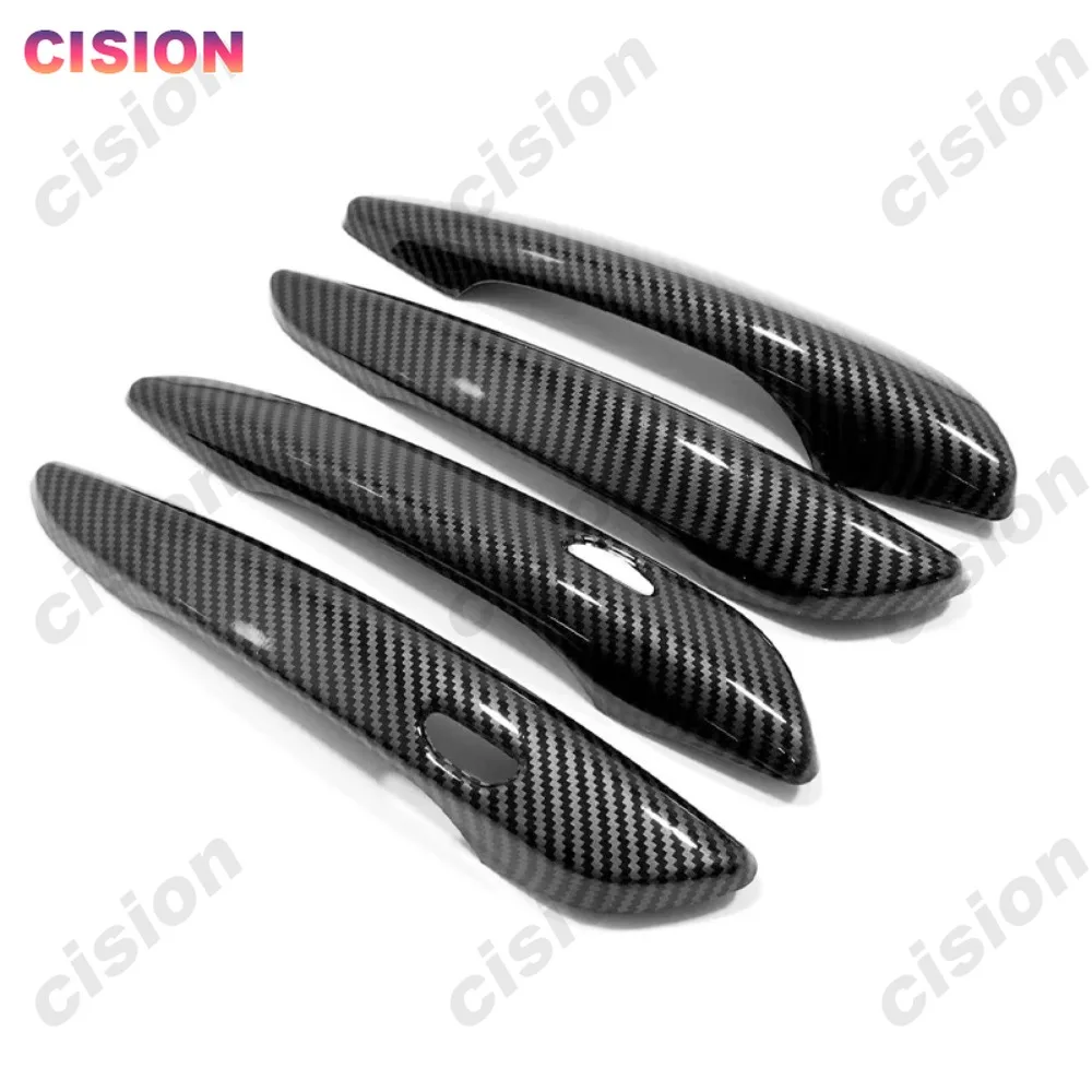 4x Black Chrome Carbon Fiber Exterior Car Door Handle Frame Panel Cover Trim ABS Sticker For Mazda 3 BP CX30 CX50 CX60 CX80 CX90