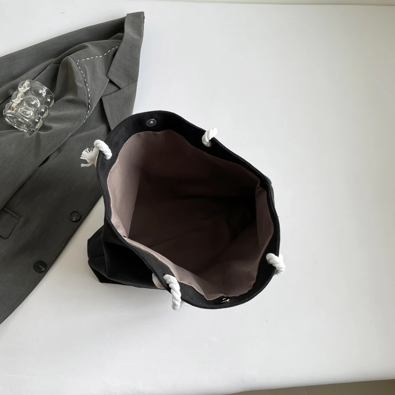 Women's Shoulder Large Capacity Suede Shopping Bag Canvas Women's Bag Fashion Literary Leisure Shoulder Bag