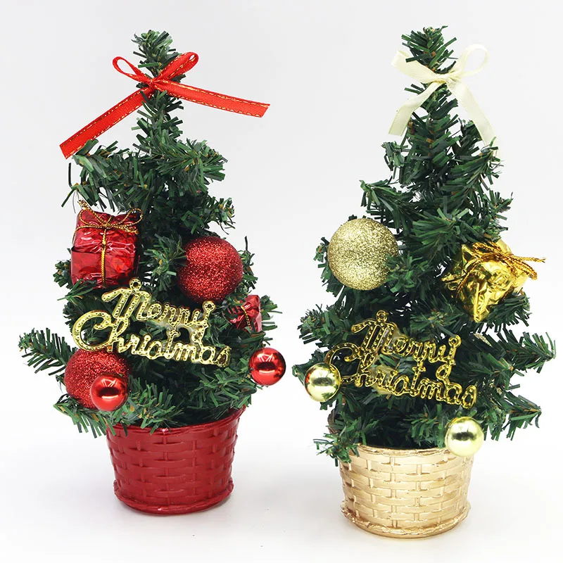 (1 Piece/bag) 21cm Christmas Tree Christmas Decoration Desktop Ornaments New Year Holiday Decorations Props DIY Celebration