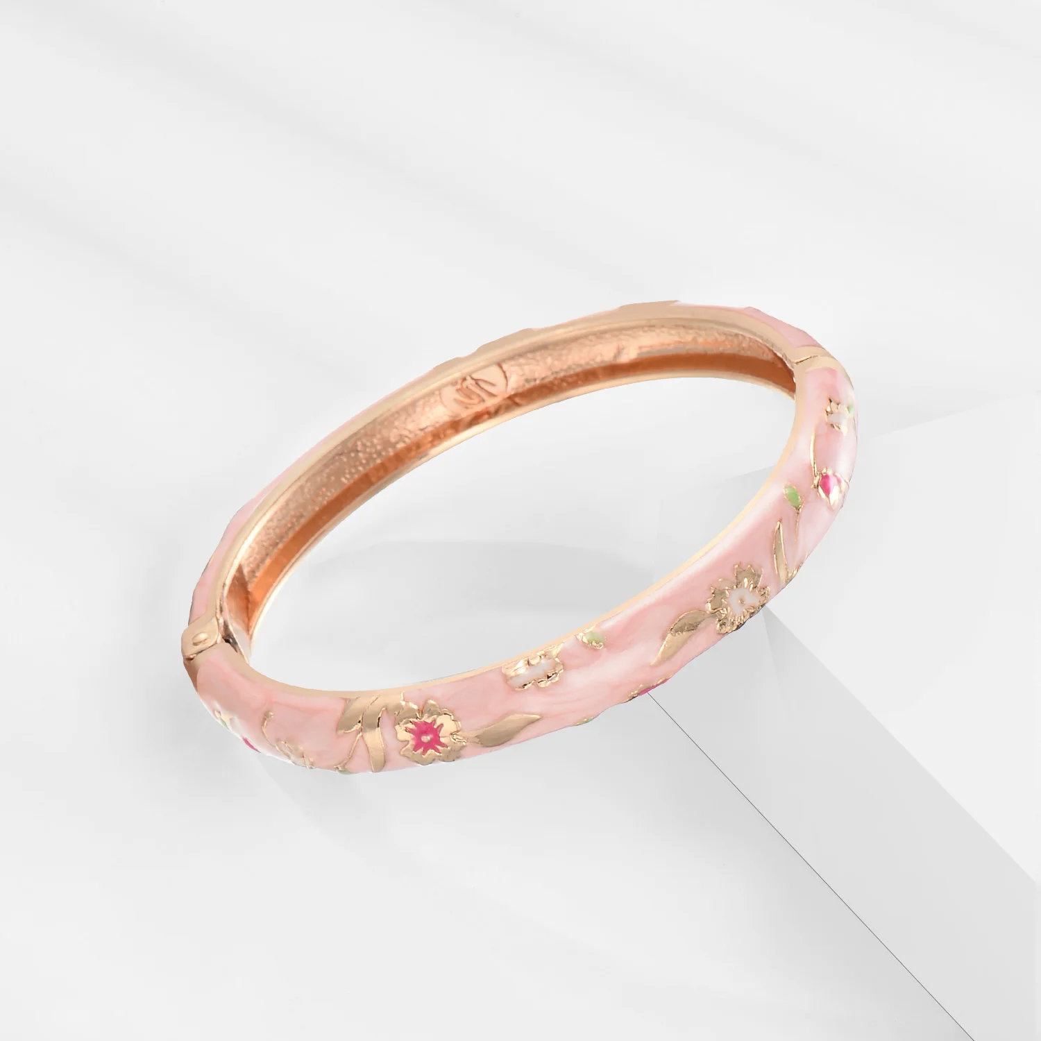 Hollow Bracelets For Women Enamel Bangles Cloisonne Women's Bracelet Pink Bangle On Hand Alloy Jewelry India African Hawaiian - Image 6