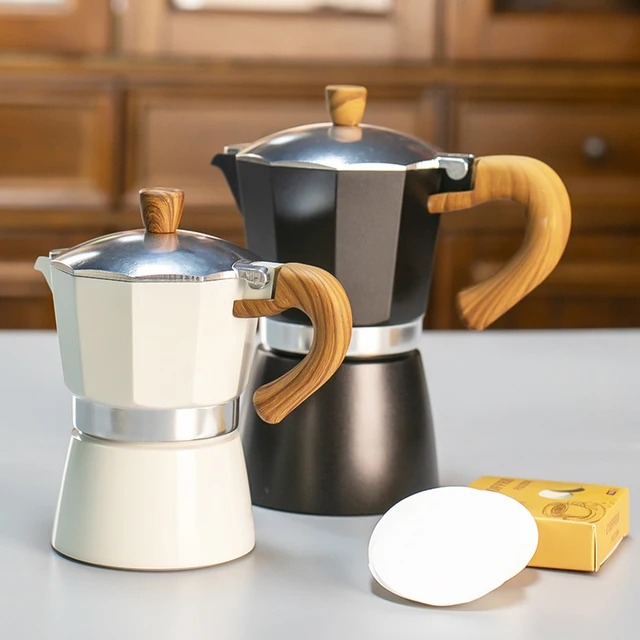 Classic coffee mocha pot with handle, reusable filter, manual operation, suitable for home kitchen 3
