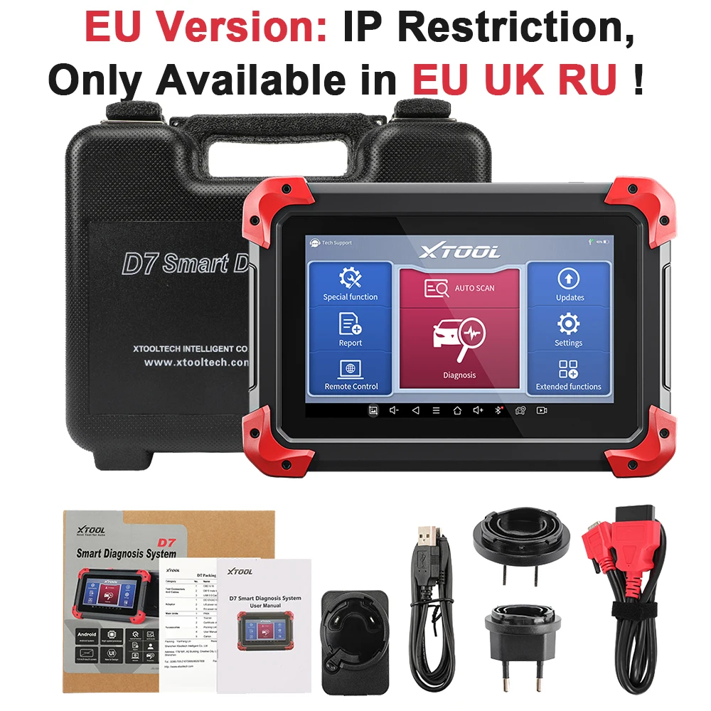 أداة تشخيص النظام الكامل للسيارة XTOOL D7، ماسح ضوئي Obd2 ثنائي الاتجاه، اختبار نشط، ترميز وحدة التحكم الإلكترونية مع 36+ خدمات، تحديث مجاني لمدة 3 سنوات