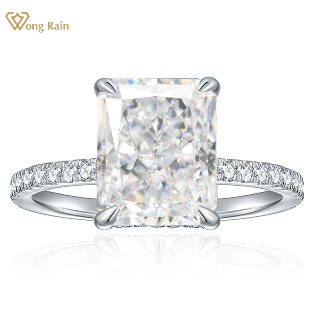 

Wong Rain 925 Sterling Silver 3EX VVS D Color 8*10 MM Real Moissanite Diamonds Sparkling Ring for Women Fine Engagement Jewelry