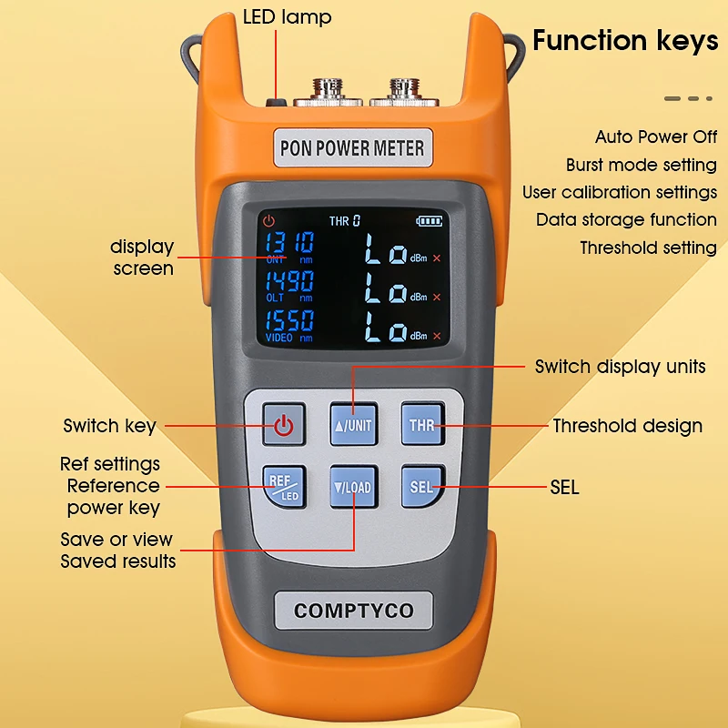 COMPTYCO AUA-330U/330A Fiber Optic PON Optical Power Meter FTTX/ONT/OLT 1310/1490/1550nm PON Optical Communication Testing Tool
