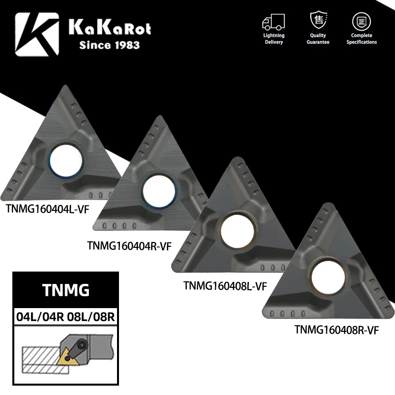 10pcs KaKarot High Quality Carbide Insert TNMG160404L-VF TNMG160404R XT531 External Turning Tools Metal TNMG Turning Tools