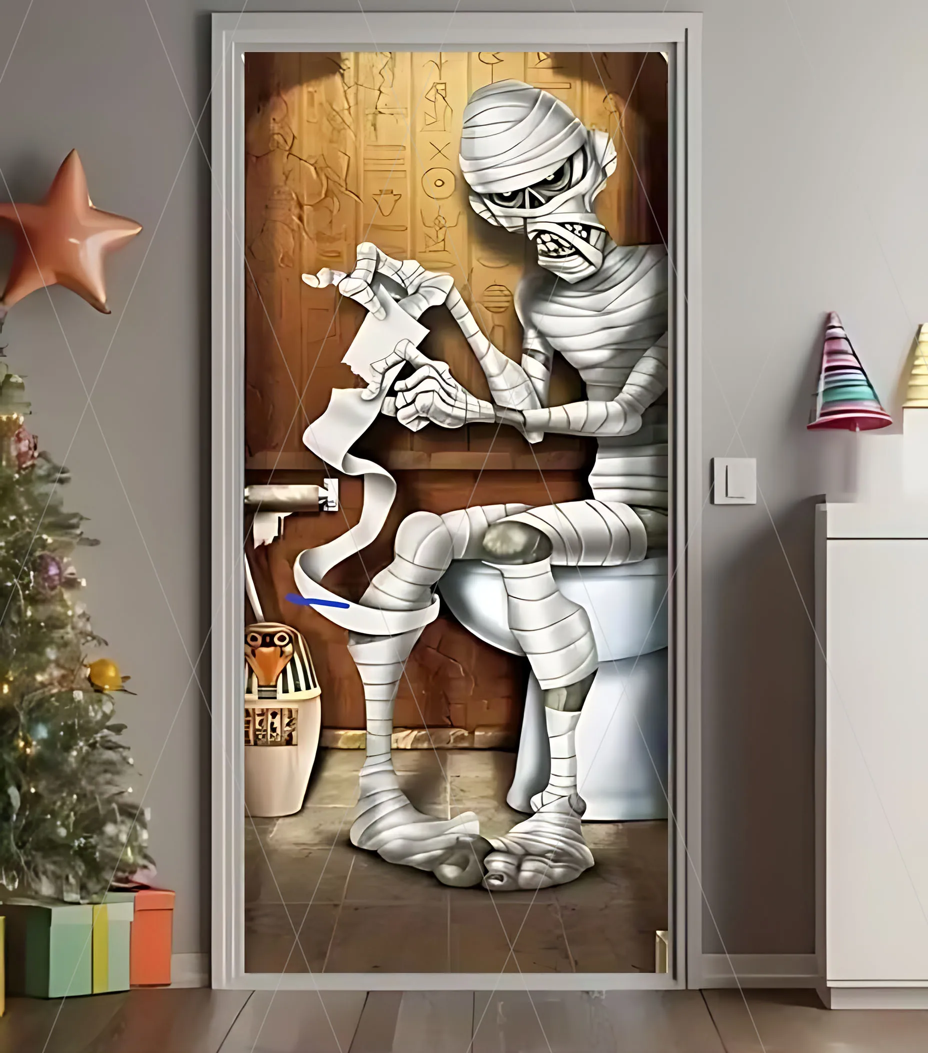 Albtraum Horror Halloween Tür Abdeckung Hintergrund Hexe Kürbis Laterne Party Tag der Toten Cartoon Dekoration Supplie Hintergrund – Detail 11