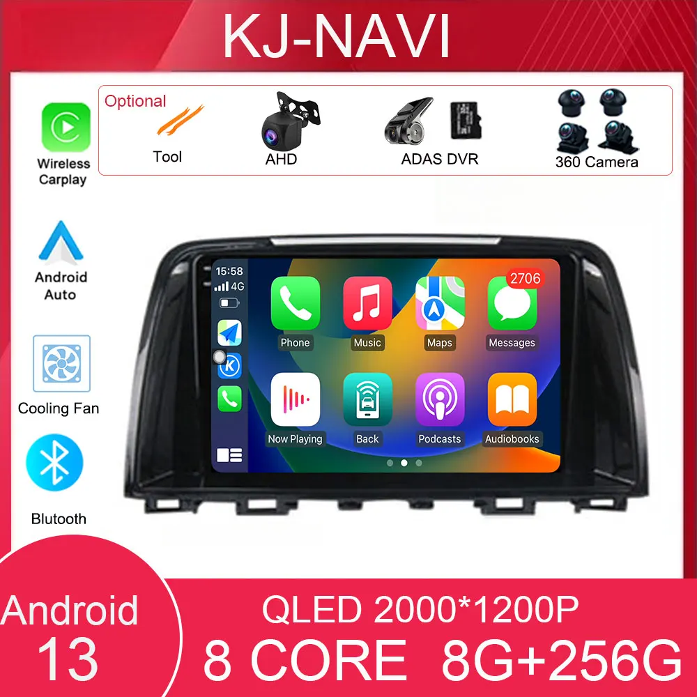 

Android 13 For Mazda 6 Ⅲ GL GJ 2012 - 2017 Car Navigation Screen Auto Radio Stereo Player Carplay Tools GPS 5G WIFI DSP 4G LET