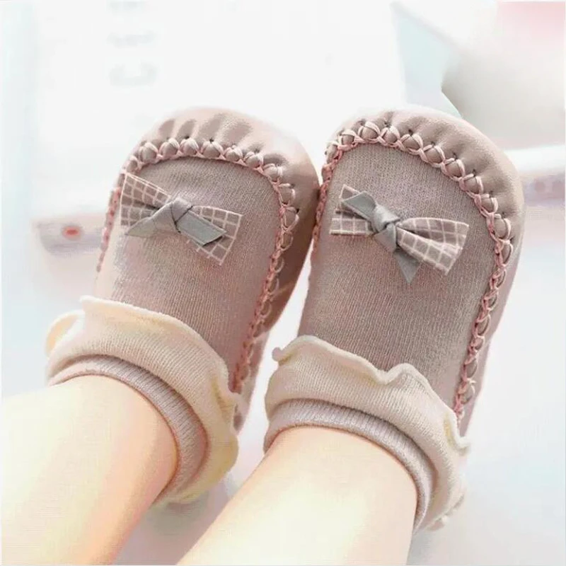 Fall Winter 0-2 Year Old Baby Socks Cute 3D Cartoon Doll Sock Warm Cute Socks Baby Girl Boy Sock Bow tie anti slip socks 3