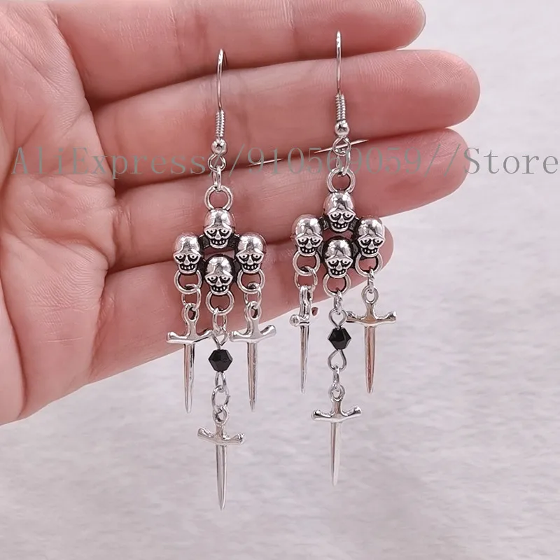 Fashion Punk Style Earrings Skull Drop Earrings Sword Earrings For