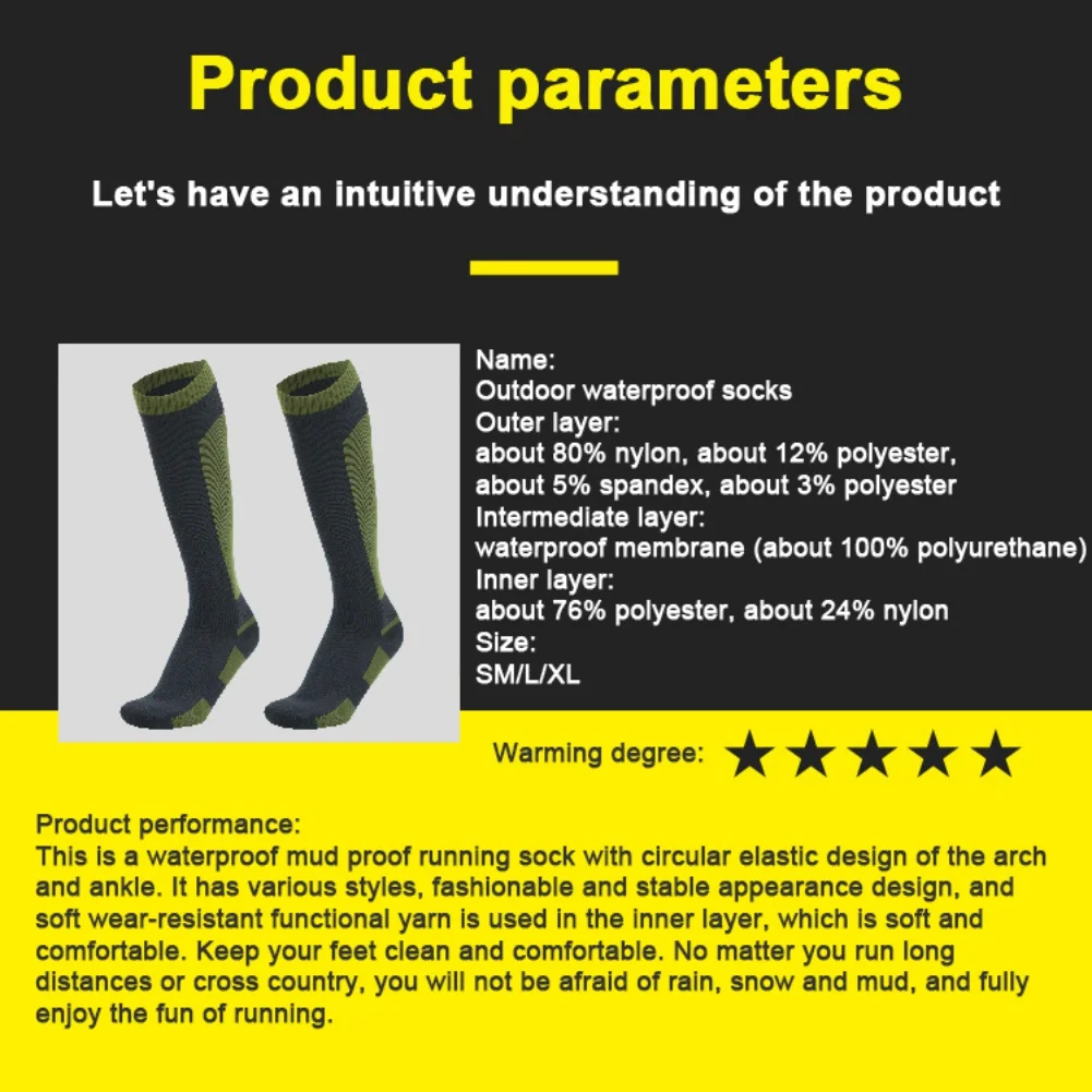Winter Waterproof Socks Thicker Anti-Wear Warm Mountaineering Stockings Long Tube Anti-sweat Towel Bottom Socks Skiing Sock
