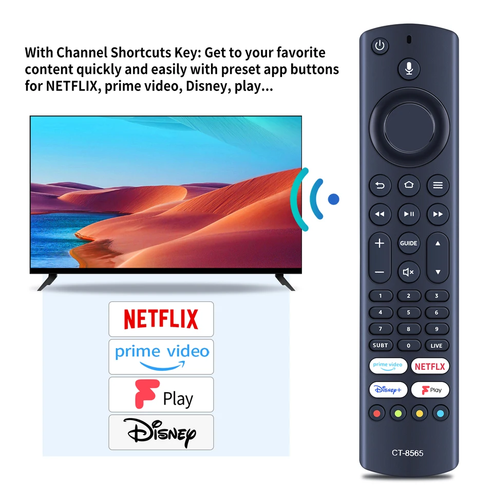 Telecomando IR Sostitutivo CT-8565 Per TV Toshiba, Ferguson, JVC - Compatibile Con 43UF3D53DB, F4320AFR, RC39178