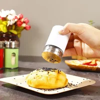 Glass Jars for Spices Bbq Spice Organizer Stainless Steel Kitchen Supplies Barbecue Seasoning Bottle Sugar Salt Pepper Shaker 2