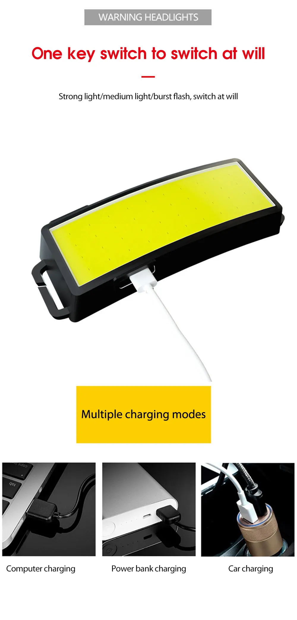 Description Picture 4 of itemNew Trend Cob Headlights Outdoor Household Portable LED Headlight with Built-in 1200mah Battery USB Rechargeable Head Lamp