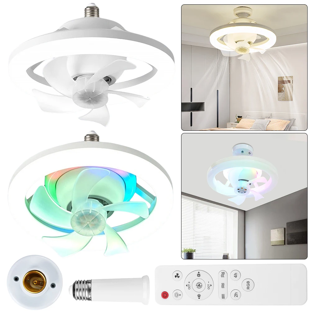 Modern Ceiling Fan with LED Light Remote Control Silent Ceiling Fan for Kitchen Bedroom Basement Dining Living Room