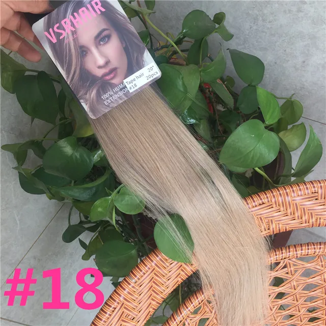 VSR PU Super Human Hair Tape In Extension Hair Style Double Drawn US Strong Adhesive Tape Human Hair Extensions For Salon #18
