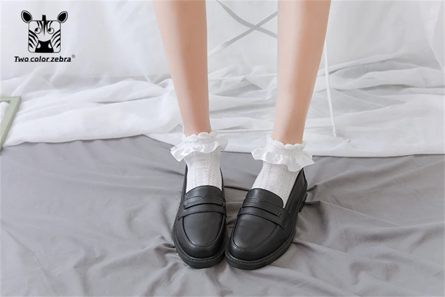 Summer Thin Section Lolita Maiden Sweet Wind Solid Color Aldult Sock Lace Clothing Accessories Twisted Low-cut Daily Necessities