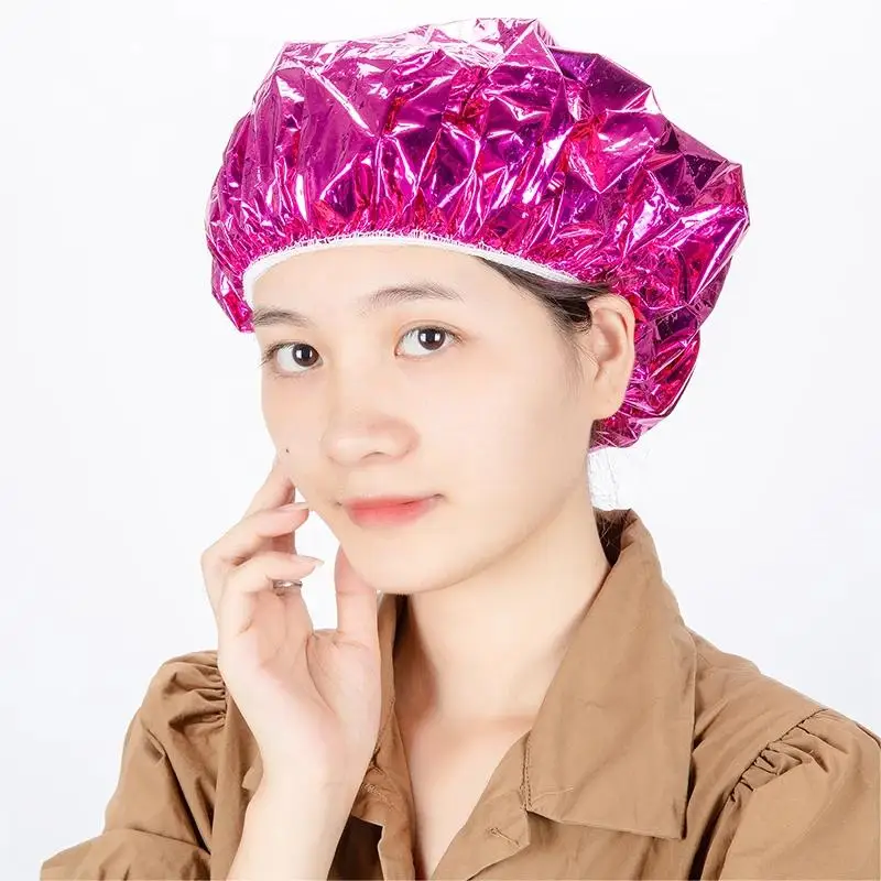 3/6pcs Rose Shower Cap Heat Insulation Aluminum Foil Insulation Hat Elastic Bathing Cap for Women Hair Perm Tool Barber Shop 2