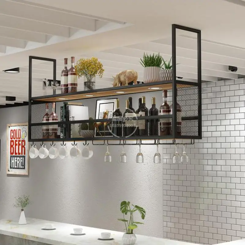 Bar Hanger Goblet Upside Down Hanger Hanging Cup Rack Wrought Iron Hanging Wine Rack Restaurant Storage Cabinet Home