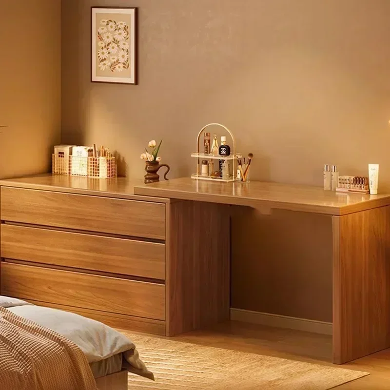 Led Light Dressing Table Organizer Wood Mirror Storage Dressing Table Drawer European Furniture