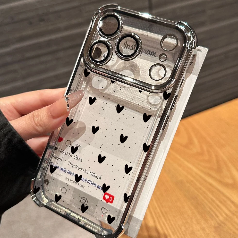 Elegant Love Heart Plating Phone Case