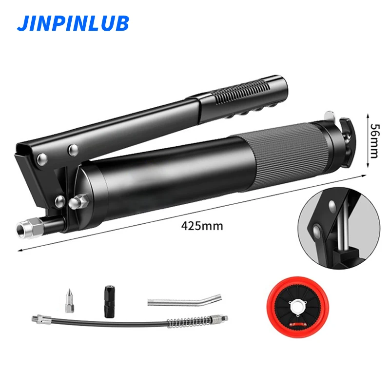 JINPINLUB KVT 600mL Manual High Pressure Grease Filler Industrial Grade Double Rod Self-Priming Hand Grease Gun