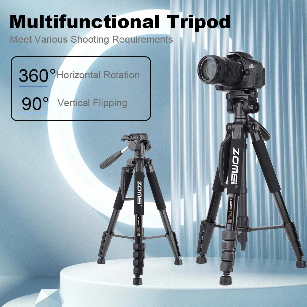 

187 см/73,6 дюйма Высокая Профессиональная камера Алюминиевый сплав напольный штатив с панорамной вращающейся головкой для мобильного DSLR видео прожектора