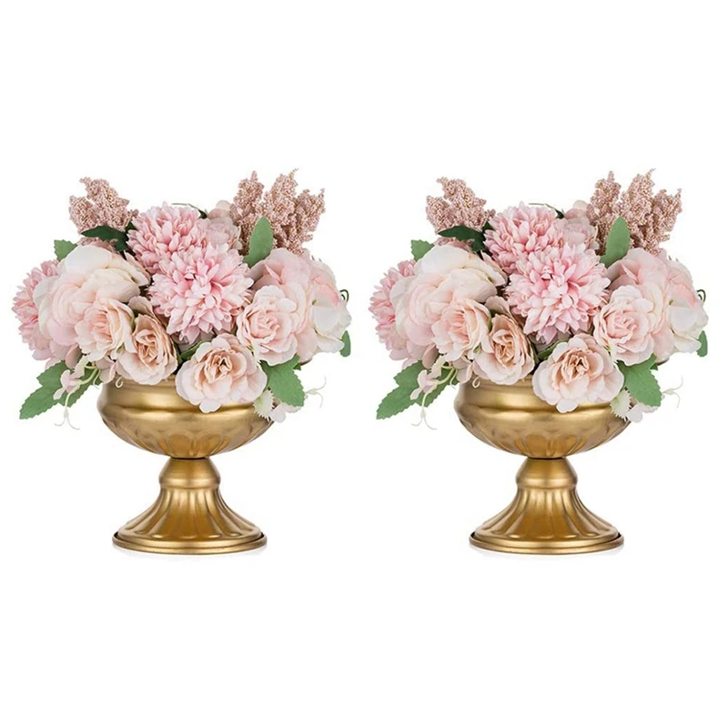 HOT SALE Metal Elegant Wedding Centerpieces Vase For Wedding Party Decoration,Trumpet Vase For Anniversary Ceremony(Golden,4 PCS 3