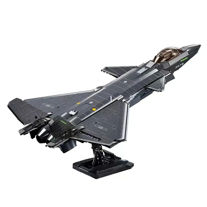 Sluban1007Pcs Aereo Moderno Militare J-20 Stealth Fighter Building Blocks World War2 Air Force Aircraft Bricks Model Kit Boy Toys