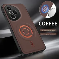 Magsafe Magnetic Solid Color TPU & PU Leather Phone Case for Honor X70 (Light brown)