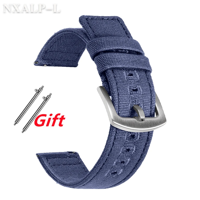 Quick Release Army Green Nylon Canvas Watch Strap with Brushed Buckle