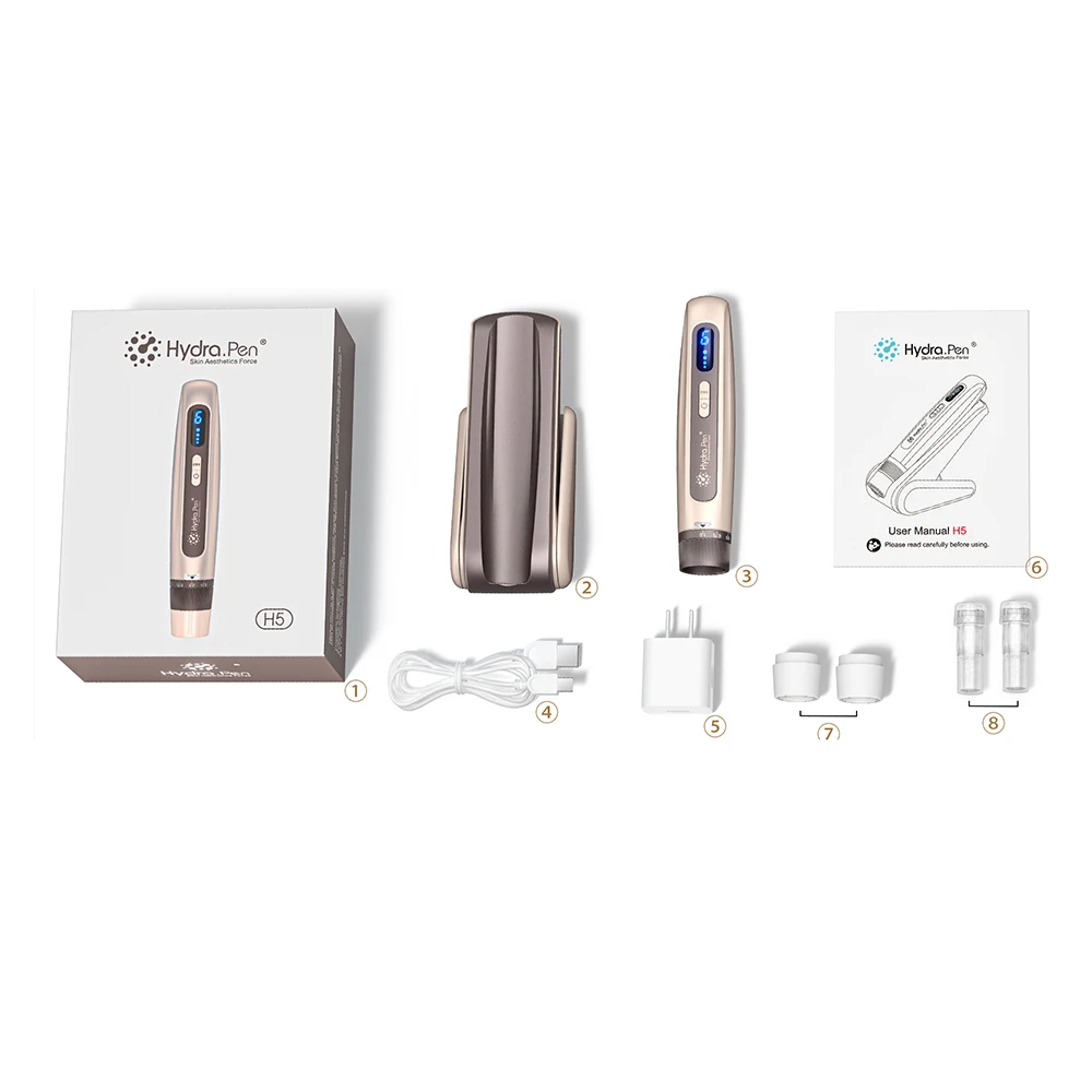 Microneedling Derma Pen Hydra Pen H5 Derma Microneedle Pen 4-pole EMS Microcurrent Mesotherapy Automatical Serum Applicator Repair Skin Beauty Tool