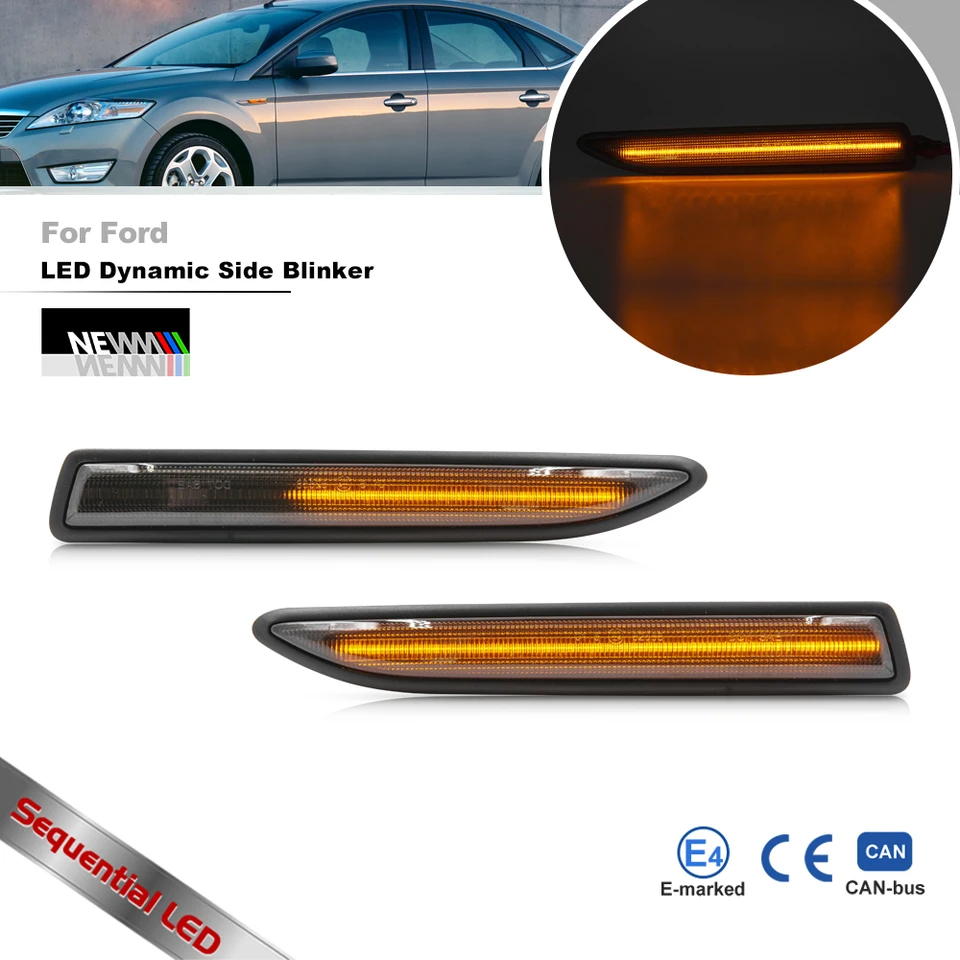 2pcs For Ford Mondeo Mk4 Ba7 2007 2008 2009 2010-2015 Smoked Dynamic Led  Side Marker Lights Canbus Turn Signal Lamps Indicators - Signal Lamp -  AliExpress
