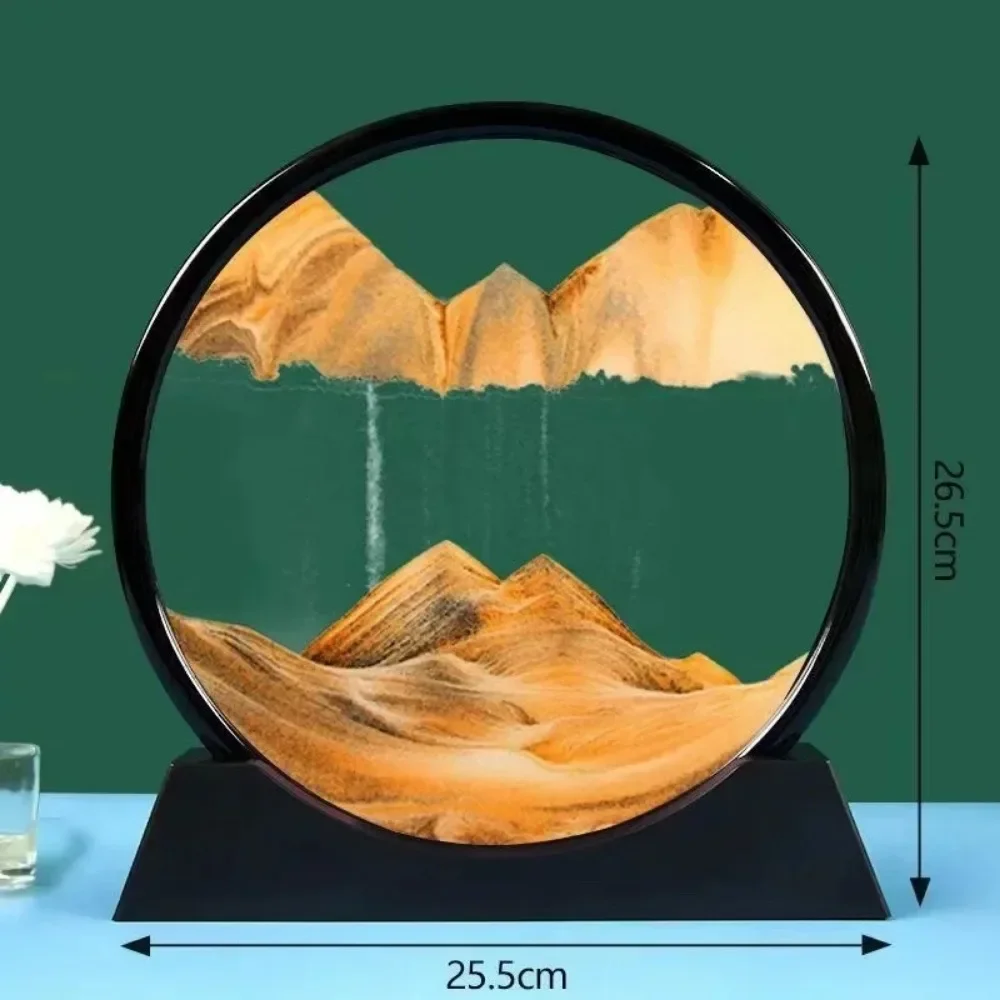 Sand Timer 3D Mobile Sand Painting Round Glass Deep Sea Sand Scene Hourglass Quicksand Crafts Office Home Decoration