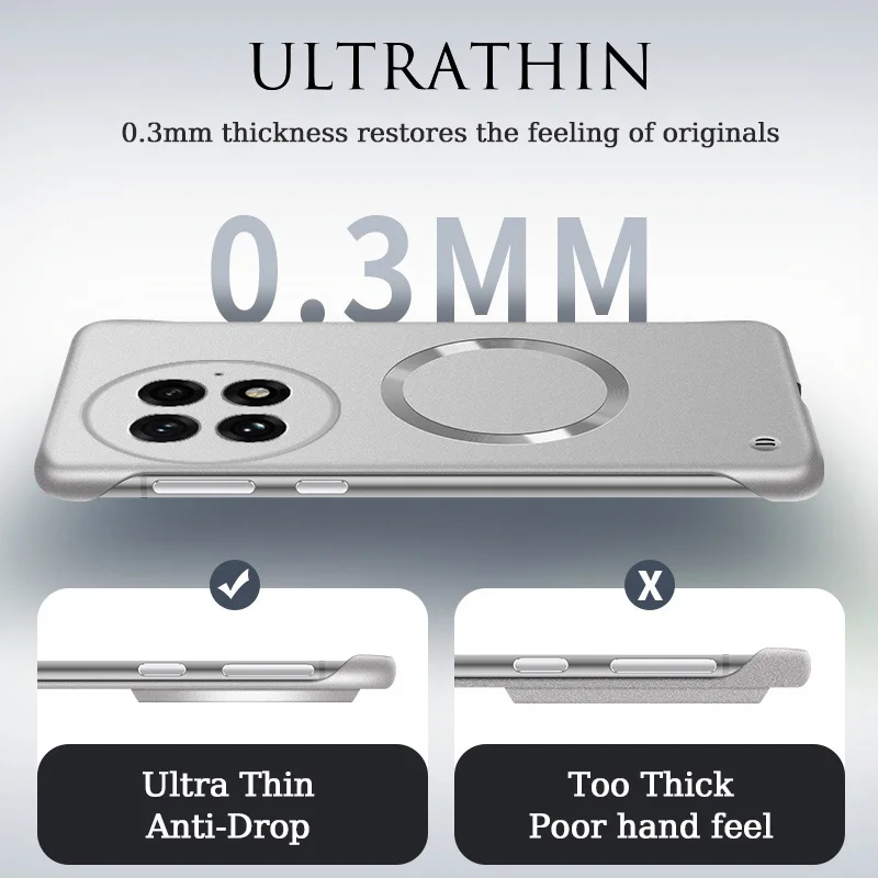 Ultra Slim Metallic Paint Frameless Magnetic Case with Wireless Charging Compatibility