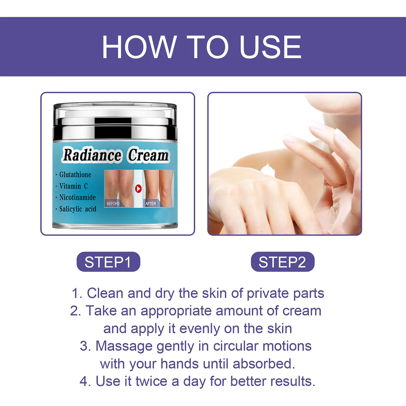 Radiance Cream for Private Part, Intimate Areas-Underarm, Neck, Armpit, Knees, Elbows, Dark Spot Remover Cream for Face and Body