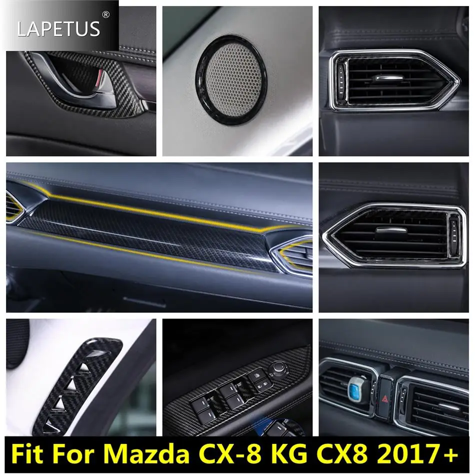 

Center Control Strip / Pillar A Speaker / Air AC Vent Cover Trim For Mazda CX-8 KG CX8 2017 - 2021 Carbon Fiber Car Accessories