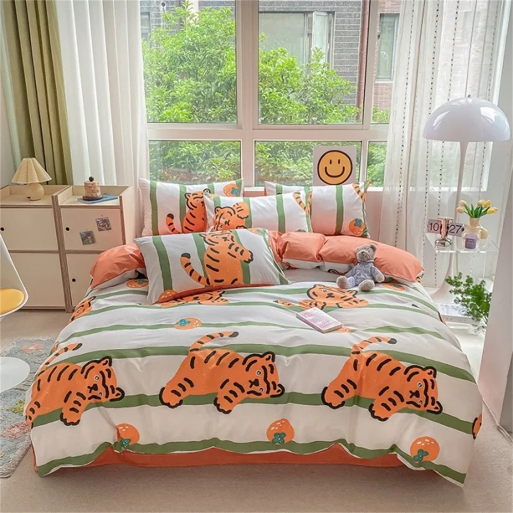 

Pure Cotton Cartoon Animal Quilt Cover For Kids Lovely Pattern AB Double-Sides Comforter Children Bed Linen Set Duvet Cover