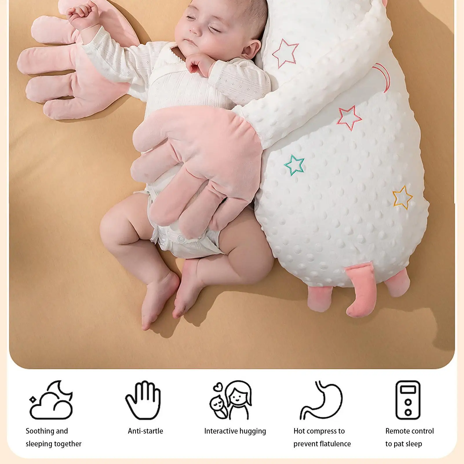  수면용 손바닥 두드리는 손 인형 베개, 리모컨으로 3단계 조절 가능, 침실/실내/가정용