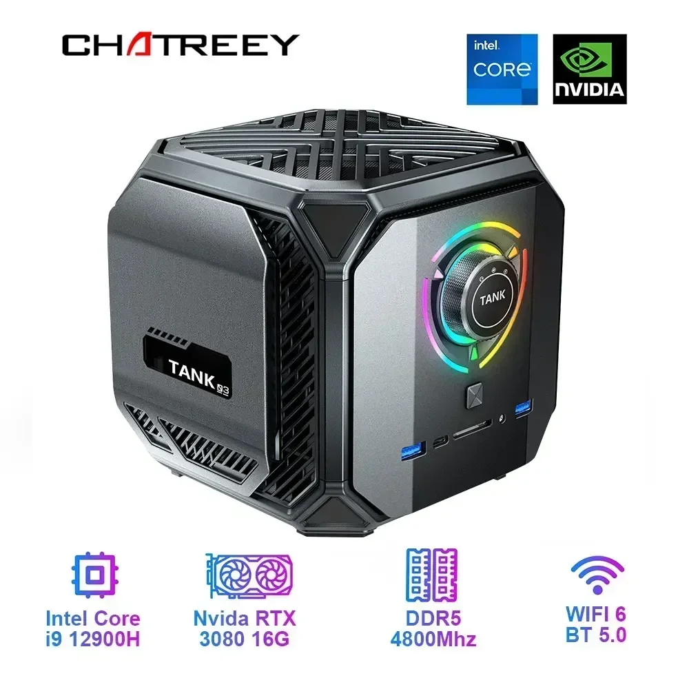 

Chatreey TANK Mini PC Intel Core i9 12900H i7 12700H With Nvidia 3080 16G Gaming Desktop Computer PCIE 4.0 Wifi 6 BT5.0