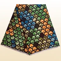 1pc Damask Fabric 5.48meter African Wax Fabric,Ghana Kente Design African Printed Wax Fabric Nigeria Ankara Kitenge Pagnes 5