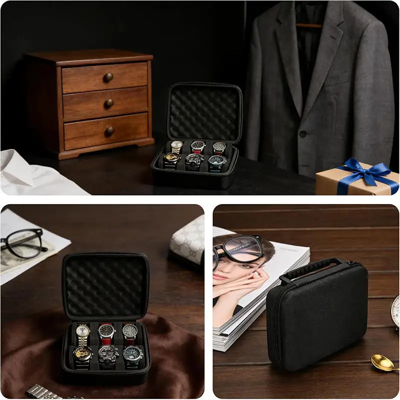 Compact Zippered Watch and Jewelry Travel Organizer with Anti-Scratch Protection