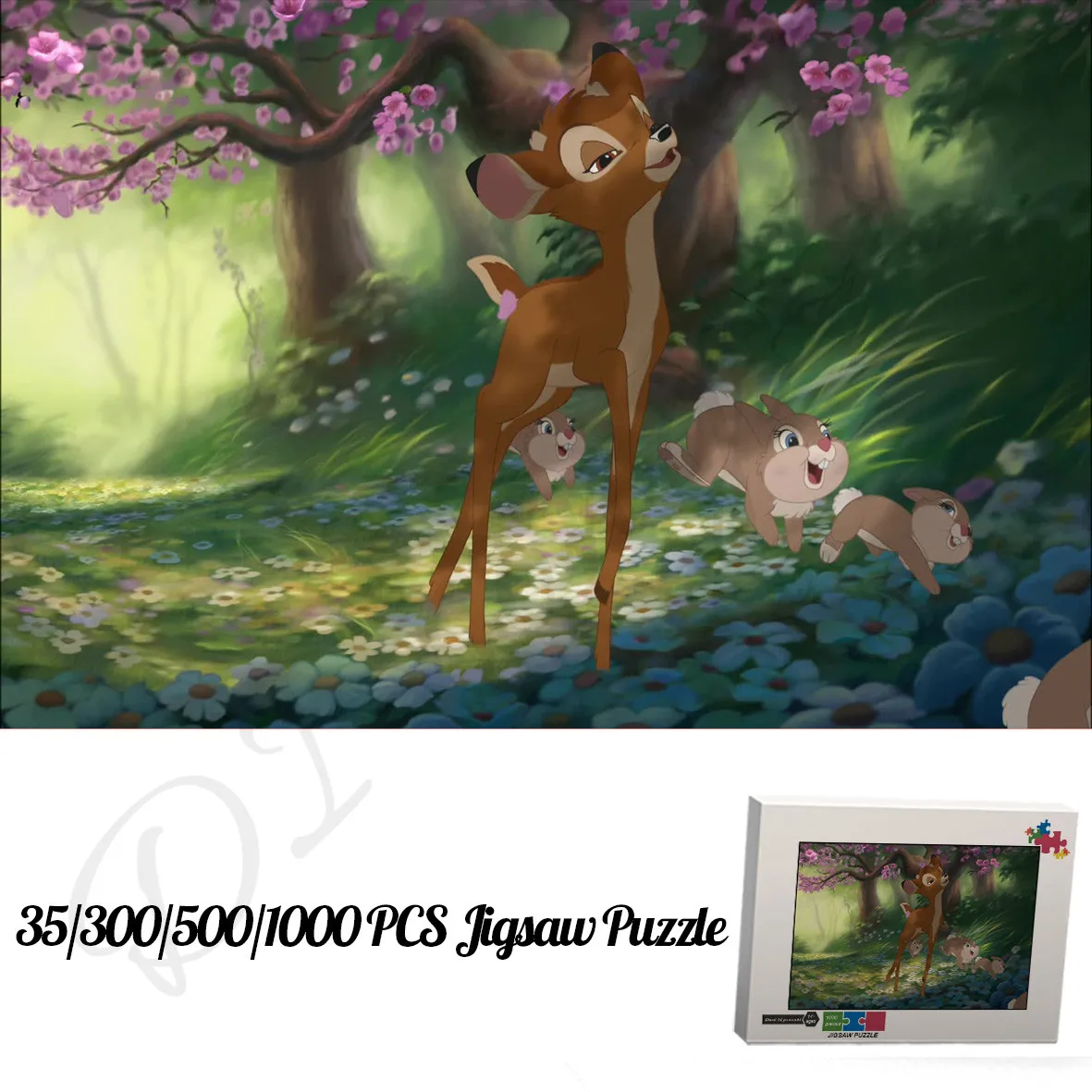 Bambi 35 300 500 1000 Pieces Jigsaw Puzzles Disney Cartoon Animation Wooden and Box Puzzles for Kids Decompressed Funny Toys bambi cartoon puzzles for kids disney feature length animation 35 300 500 1000 pieces of wooden jigsaw puzzles toys and hobbies