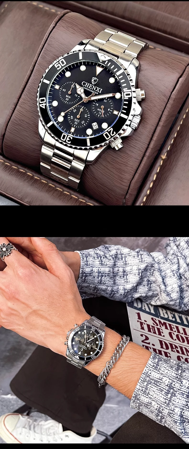 Men's Quartz Watch Steel Strap Waterproof Multi-functional Elegant_voghion.com