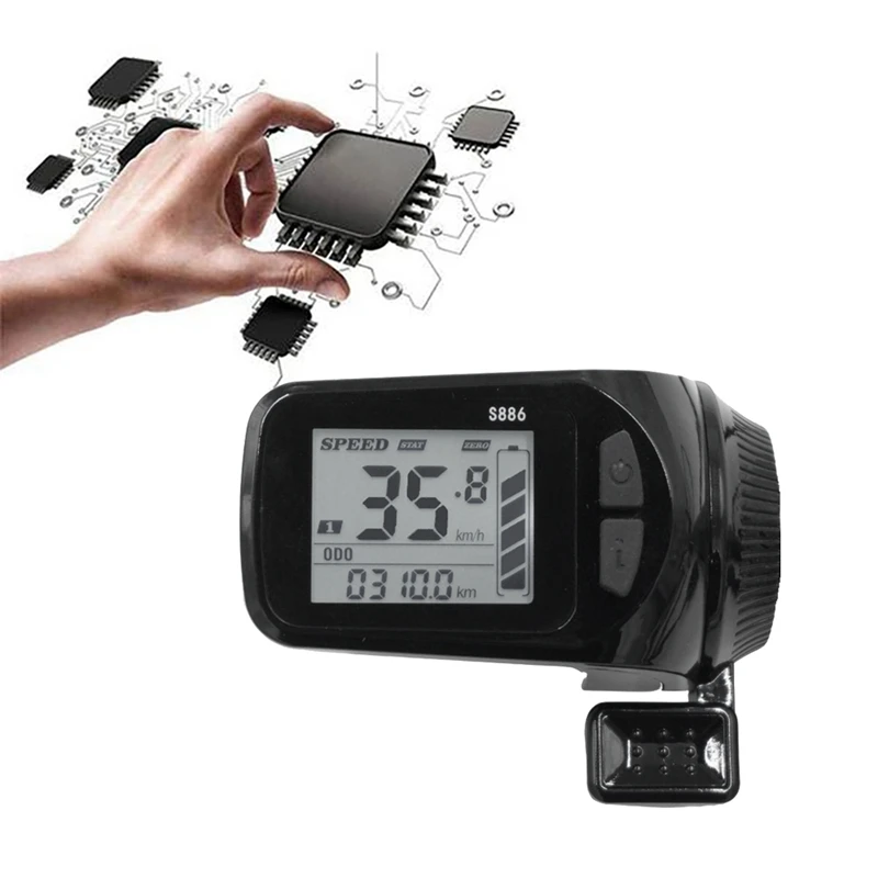 24V/36V/48V/60V S886 Display dello strumento E-Bike + 36V 350W Controller a onda sinusoidale acceleratore a pollice per bici elettrica E-Scooter (5pin)