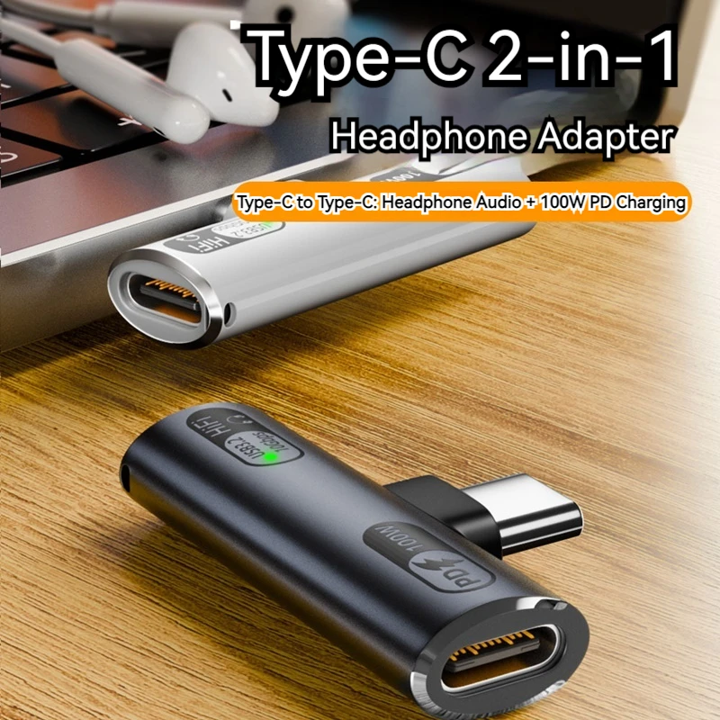 2IN1 USB 타입 C 어댑터 PD100W 고속 충전 10Gbps OTG USB-C 3.5MM 이어폰 컨버터 맥북 폰 태블릿용